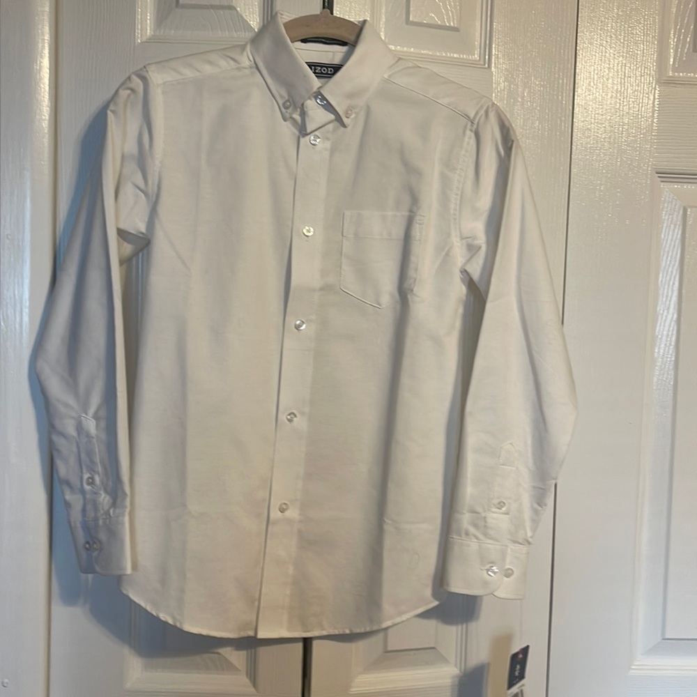 NWT IZOD kids white button down shirt size 12